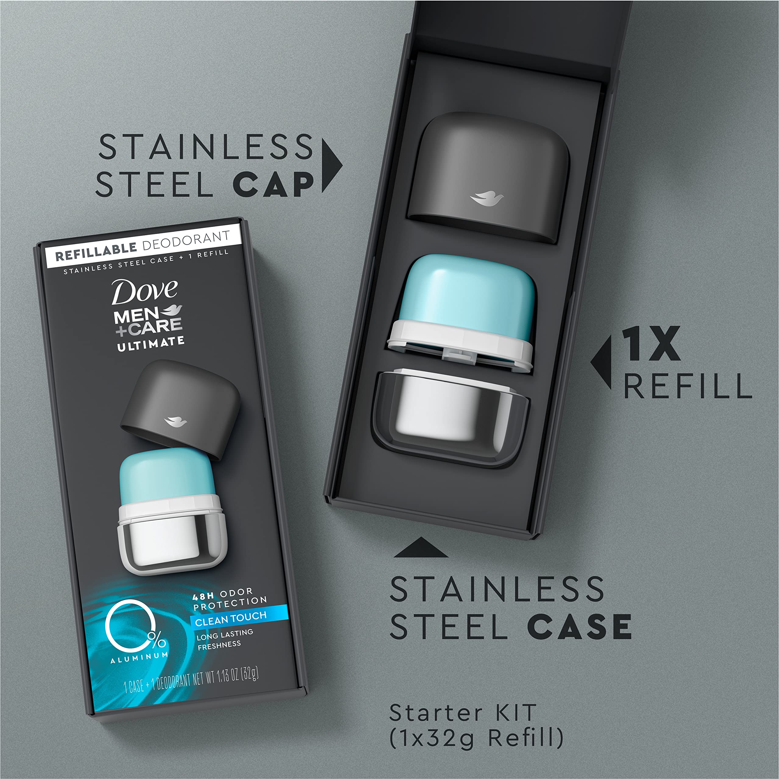 Dove Men+Care aluminum-free deodorant stick for long-lasting freshness.