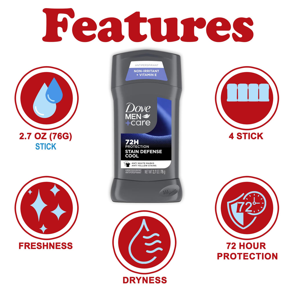 Dove Men+Care anti-white marks formula stick helps keep shirts clean.