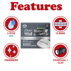 Dove Men Care Charcoal Clay bar lathering for face, hands and body