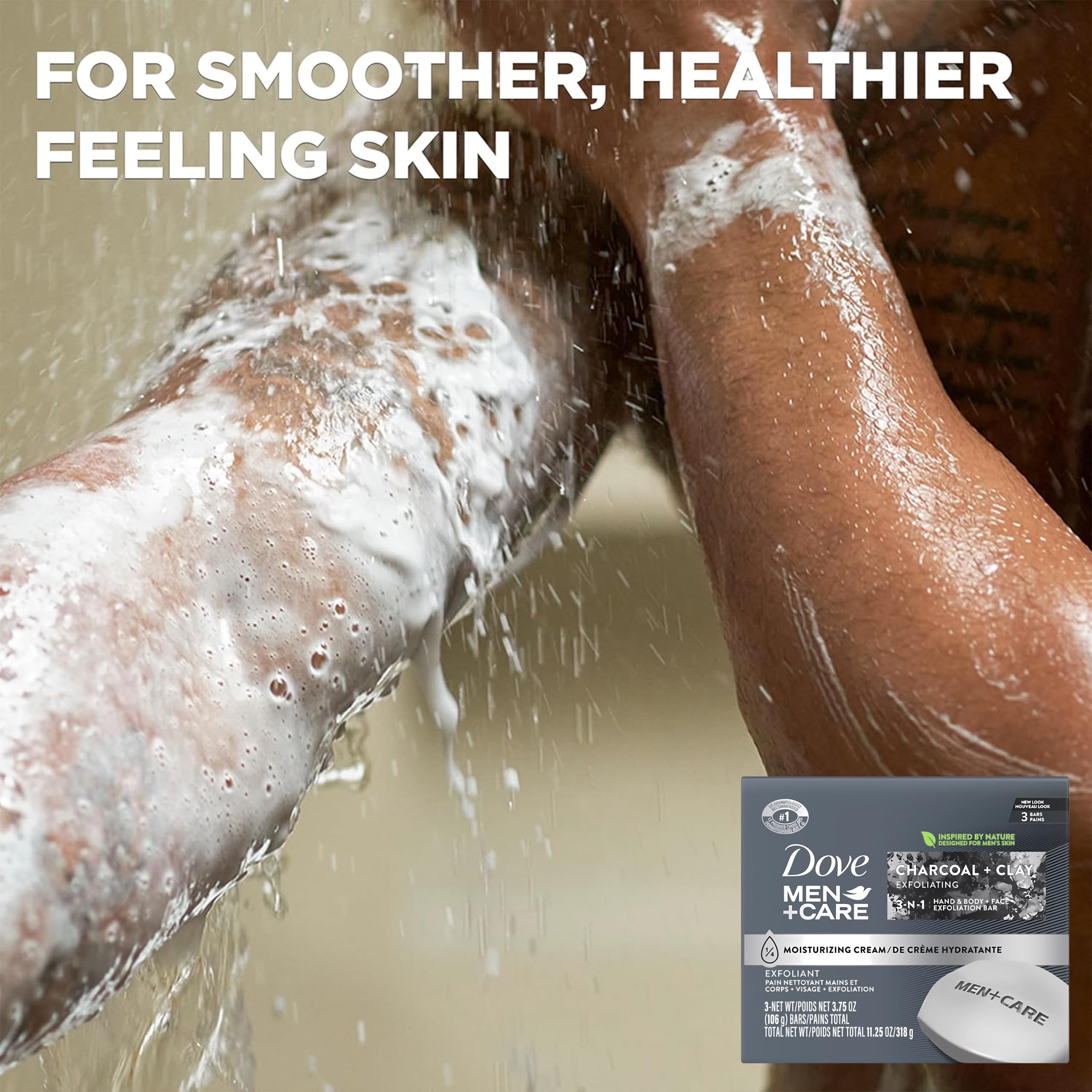 Dove Men Care Charcoal Clay bar scent delivering a clean masculine aroma