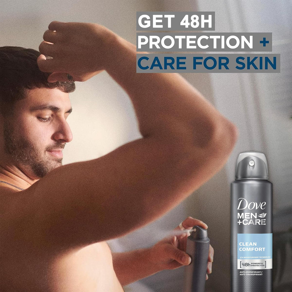 Dove Men+Care Clean Comfort six-pack packaging ready for home, gym, or office.