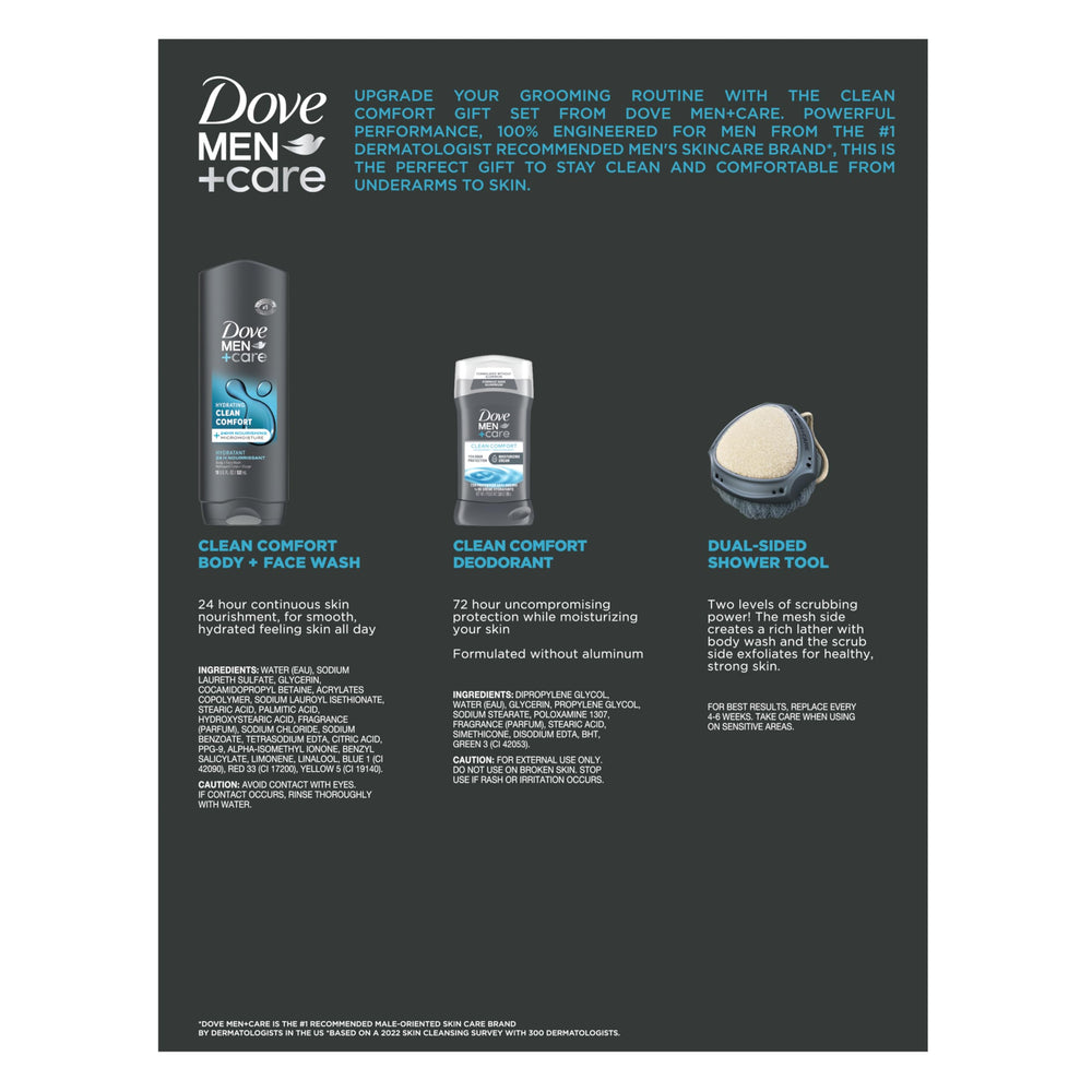 Dove Men+Care Clean Comfort deodorant stick for long-lasting freshness and odor protection.