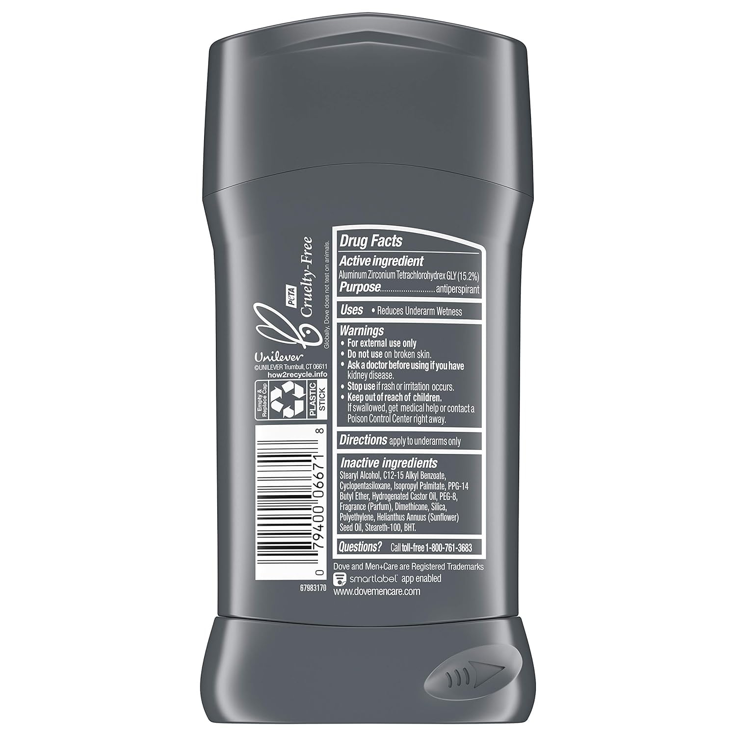 Dove Men Care Clean Comfort stick being applied for quick protection
