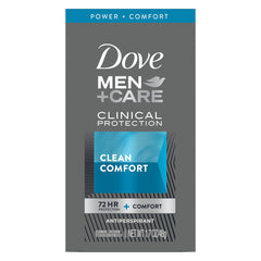 Dove Men+Care Clinical Protection Clean Comfort stick for reliable all-day protection.