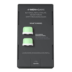 Dove Men+Care deodorant refill twist-click usage demonstrates easy replacement and mess-free application.