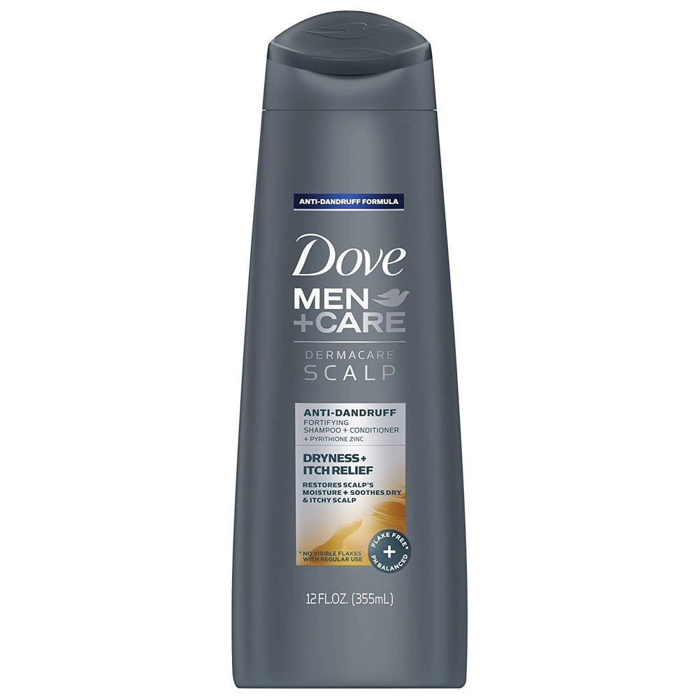 Dove Men+Care Dermacare 2-in-1 shampoo conditioner foam with refreshing lather.