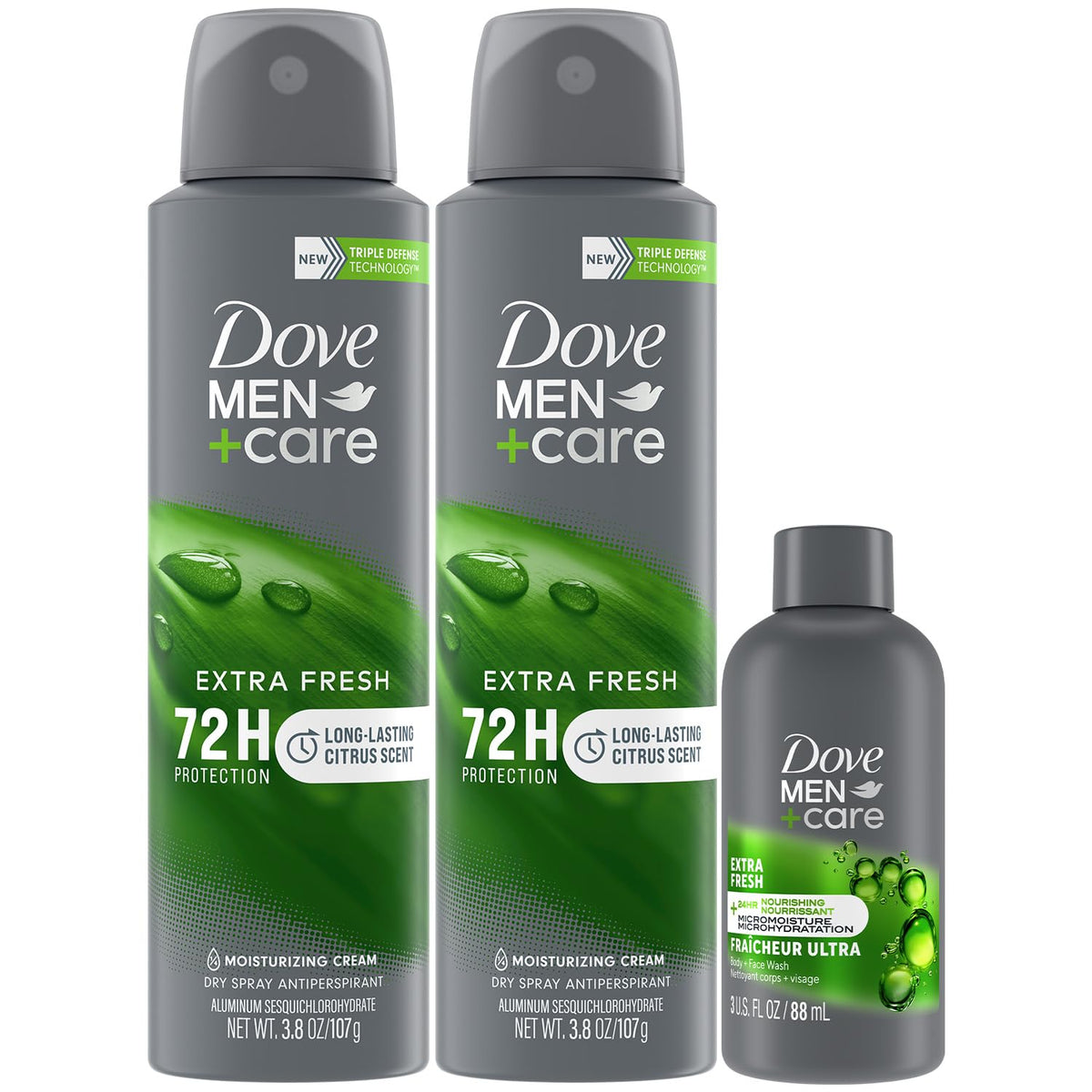 Dove Men+Care dry spray bottle for daily use with quick-dry feel