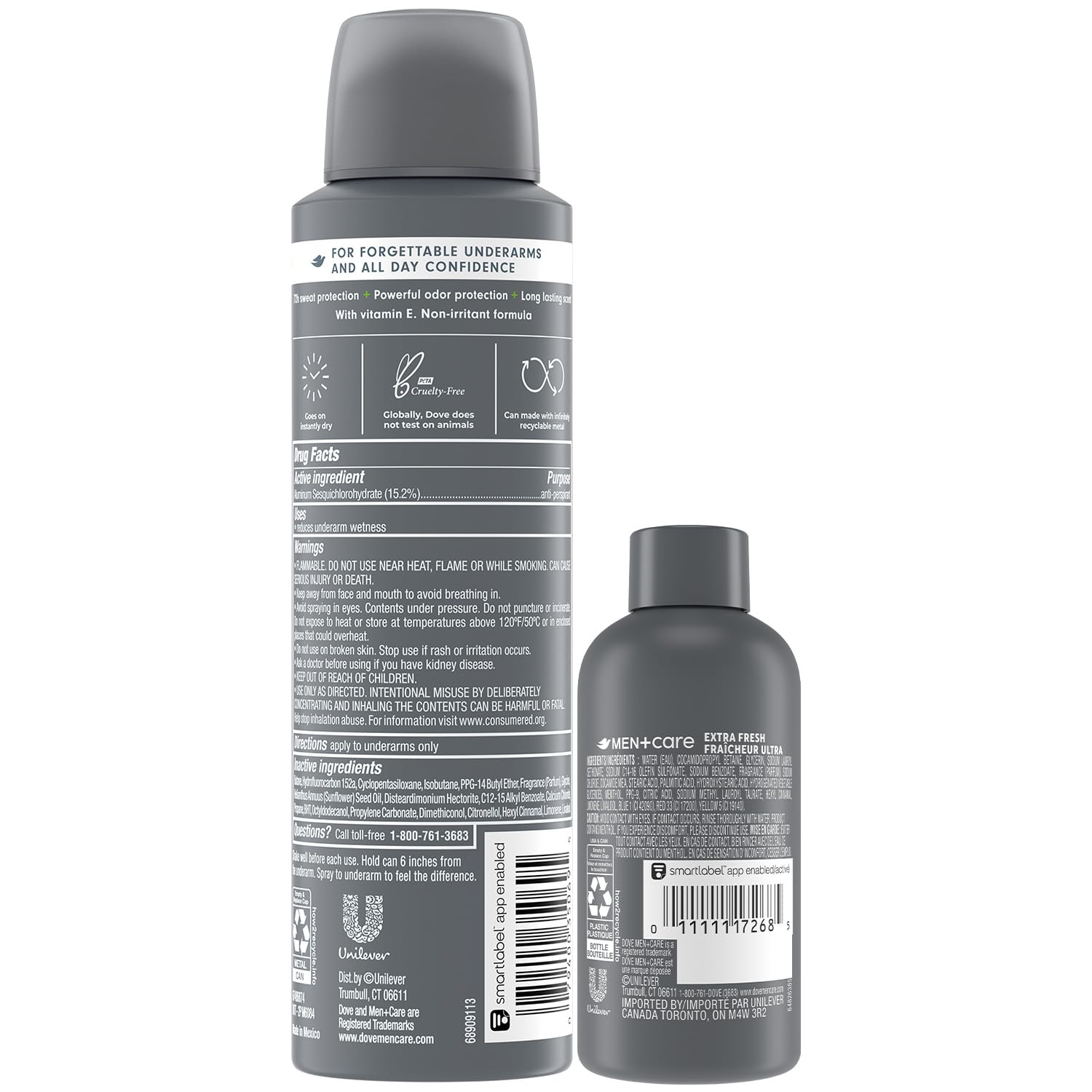 Dove Men+Care dry spray underarm application shows smooth, fast-absorb action