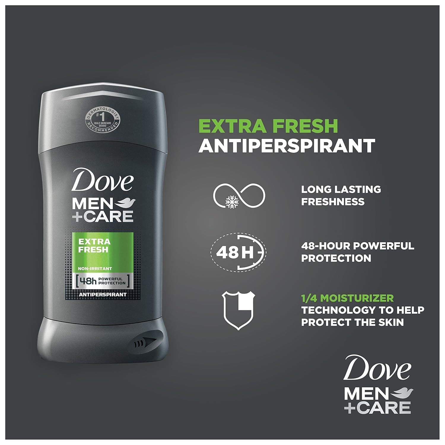 Dove Men+Care Extra Fresh 3-pack on shelf for easy purchase.
