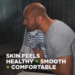 Foam on the face from Dove Men+Care Extra Fresh bar in cleansing routine.
