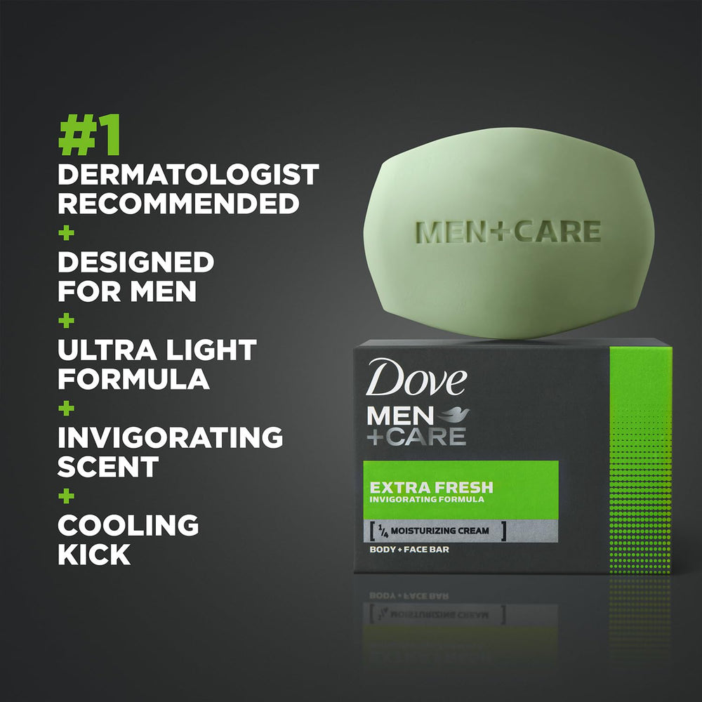 Scent notes of mandarin citrus and herbs in Dove Men+Care Extra Fresh.