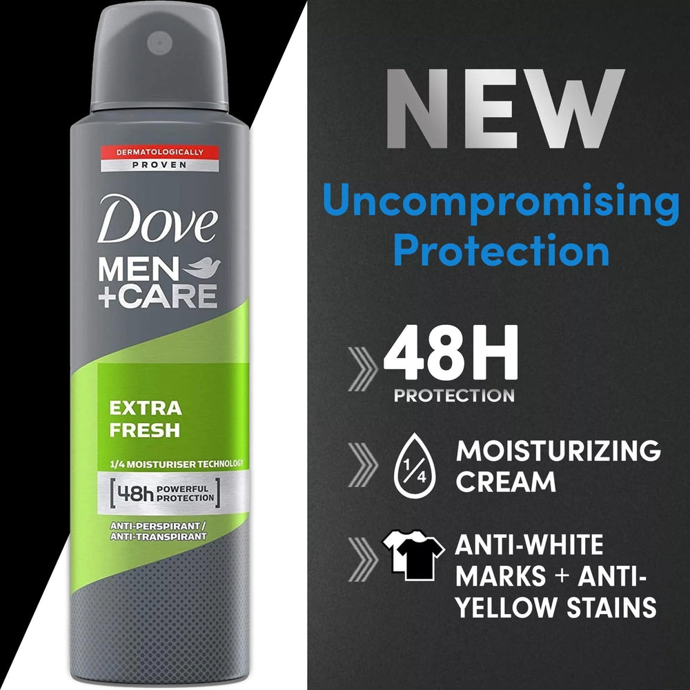 Dove Men+Care Extra Fresh formula is dermatologically tested for gentle use.