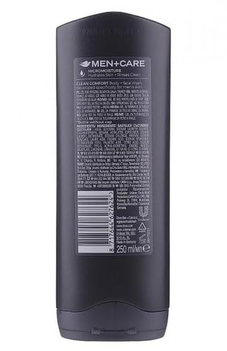 Dove Men Care face and body wash lather showing hydrating feel and clean skin.