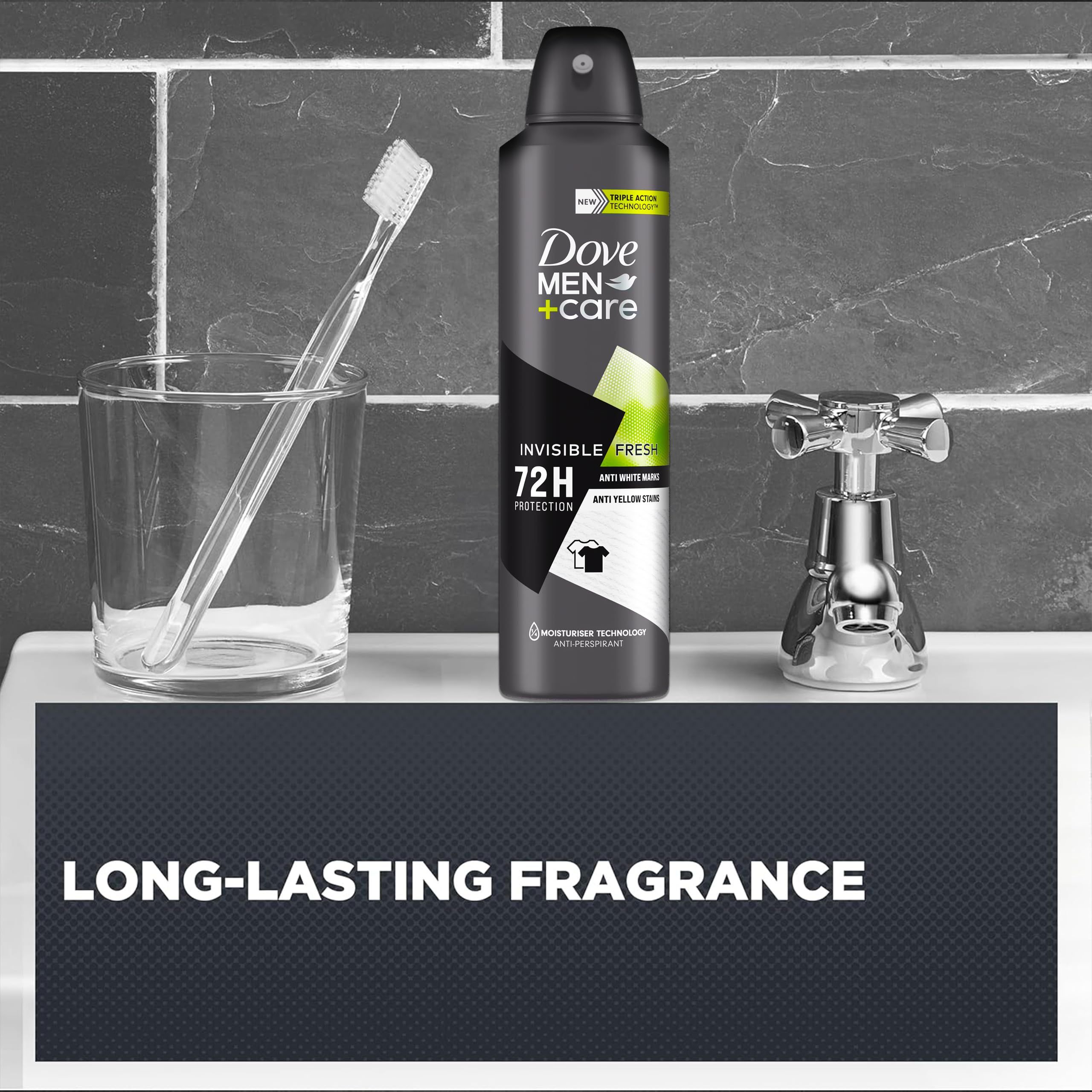 Dove Men+Care Invisible Fresh dries quickly for on-the-go lifestyles.