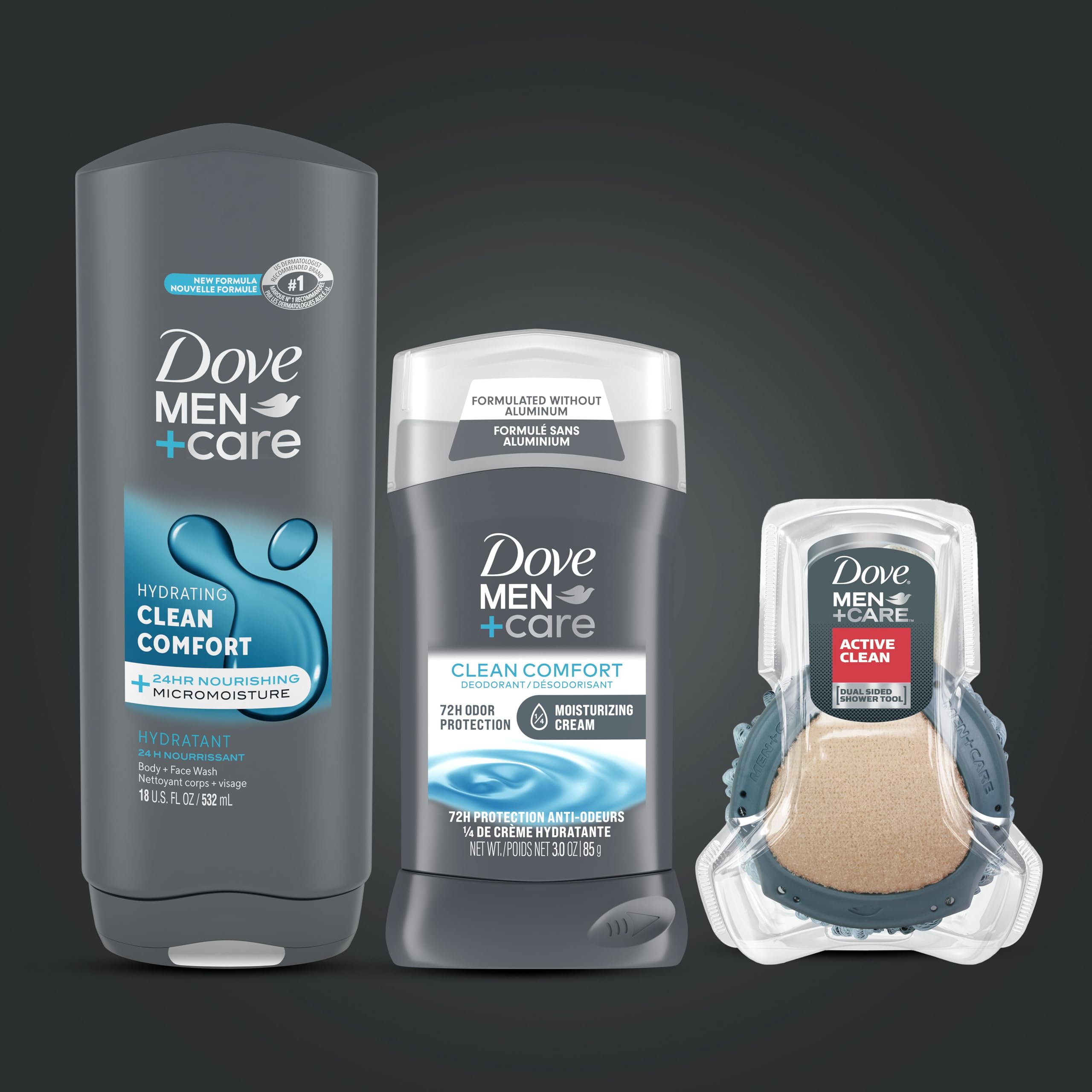 Dove Men+Care gift-set unboxing with hands opening the package.