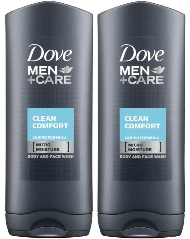 Dove Men Care Hydrating Clean Bottle 250ml two-pack for daily refreshment.