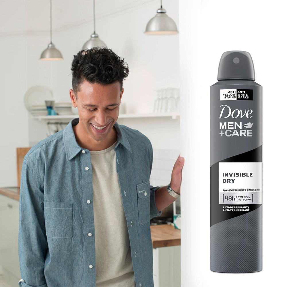 Dove Men+Care label highlighting 48 hour protection claim.