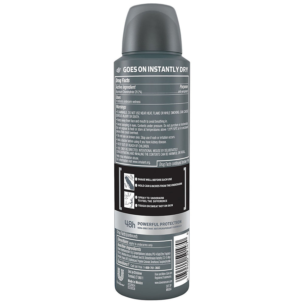 Dove Men Care Invisible Dry Spray in-use application demonstrates quick odor defense.