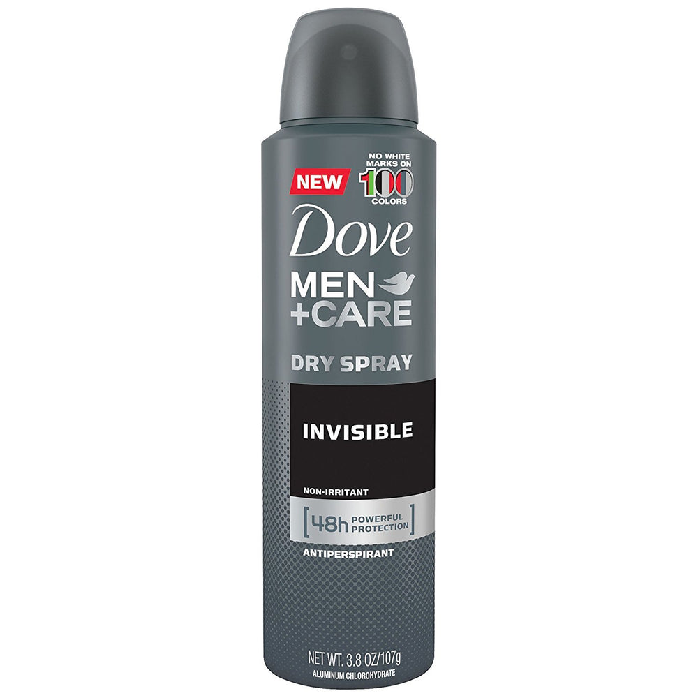 Dove Men Care Invisible Dry Spray 3-pack packaging shown.