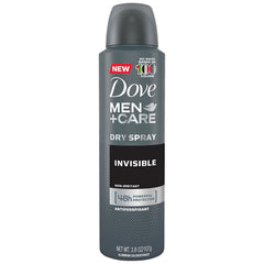 Dove Men Care Invisible Dry Spray 3-pack packaging shown.