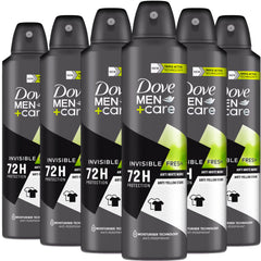 Dove Men+Care Invisible Fresh 6-pack packaging for value and convenient storage.