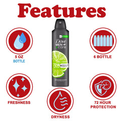 Dove Men+Care Lime + Sage spray bottle shown from the side for daily use