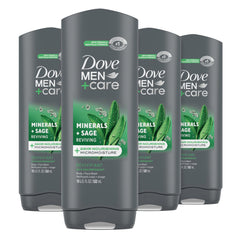 Dove Men+Care Mineral Sage bottle four-pack for daily hydration