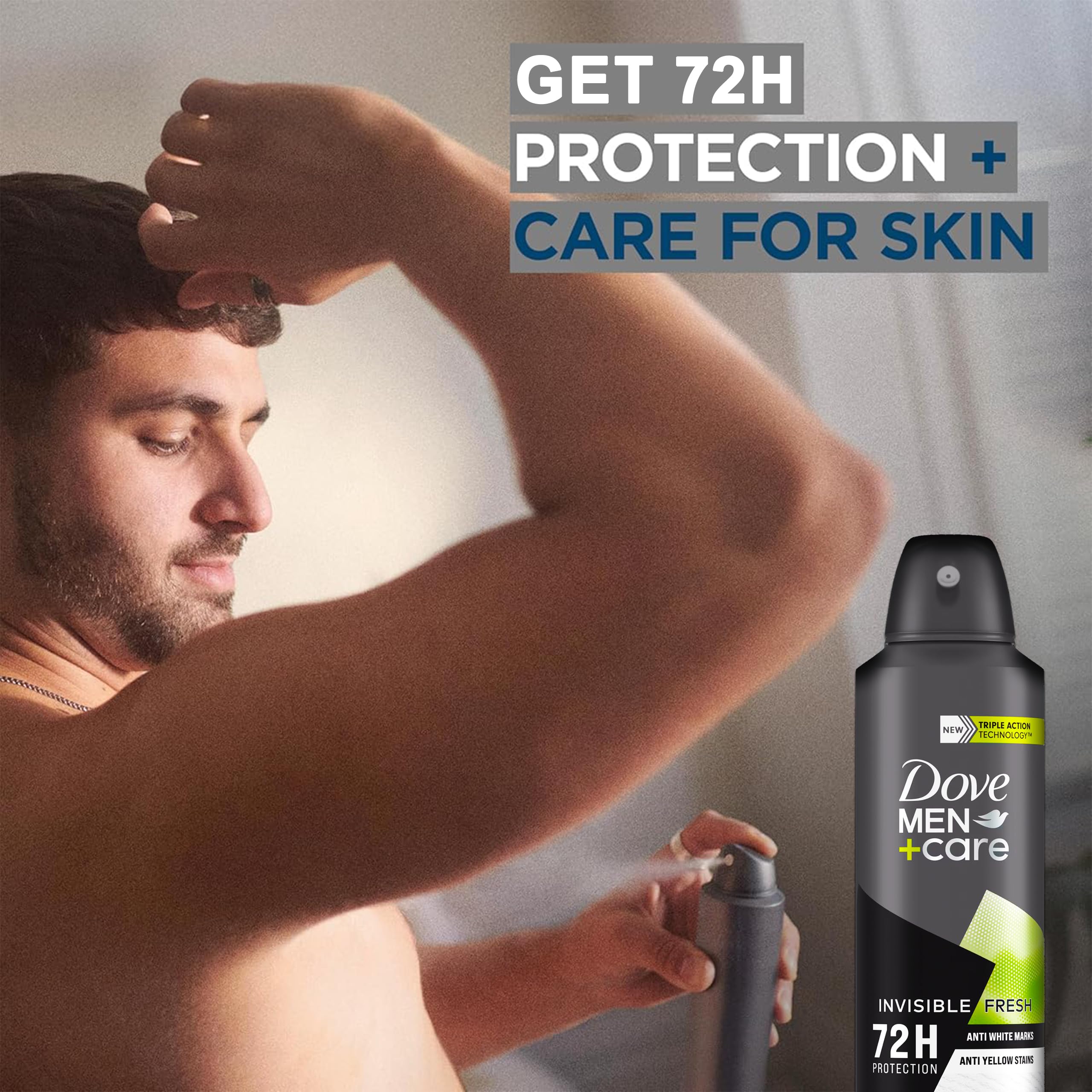 Dove Men+Care Moisturizer Technology keeps underarms comfortable during workouts.
