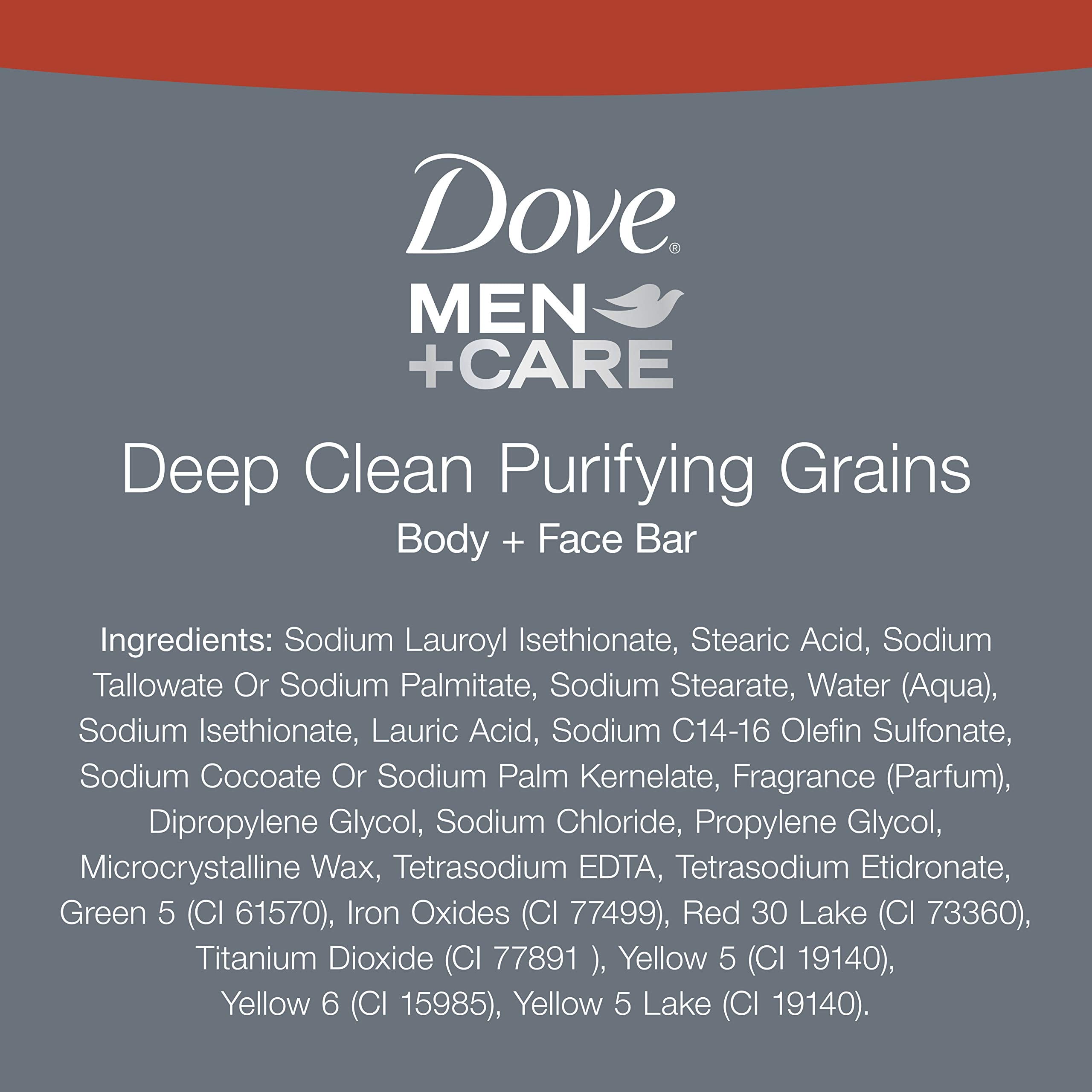 Dove Men+Care Moisturizing cream detail shows 1/4 moisturizing cream for skin comfort.