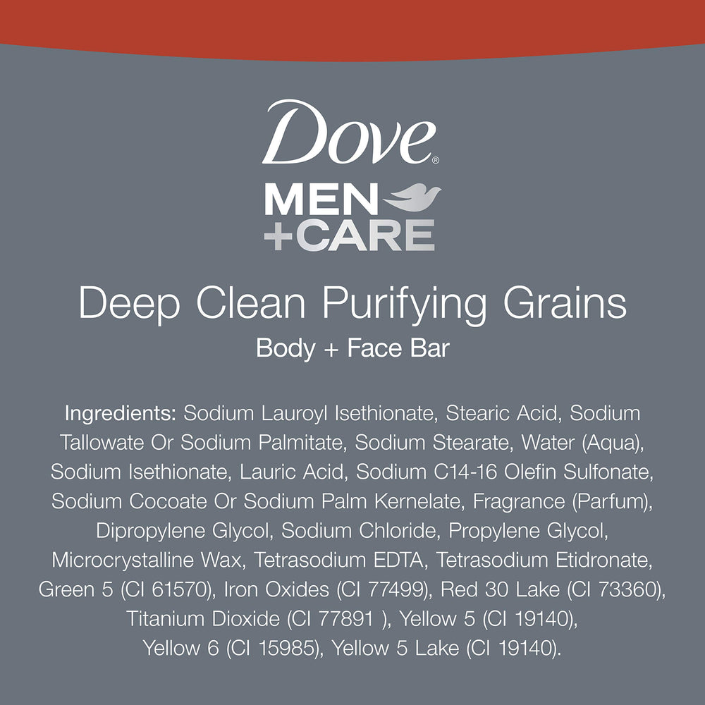 Dove Men+Care Moisturizing cream detail shows 1/4 moisturizing cream for skin comfort.