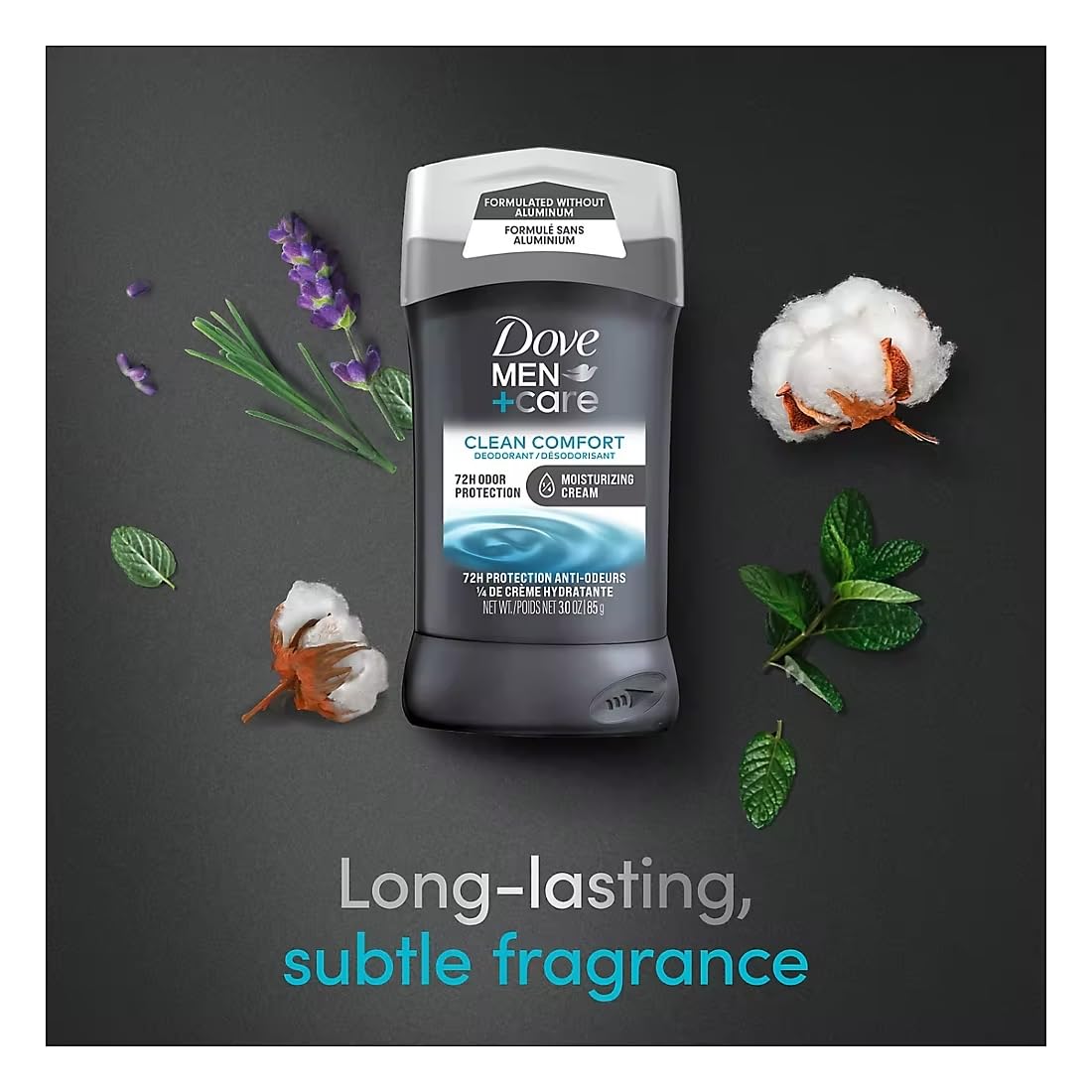 Dove Men+Care 1/4 moisturizing cream highlights skin moisture.