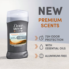 Dove Men+Care Morning Fresco close-up highlights fragrance with essential oils.