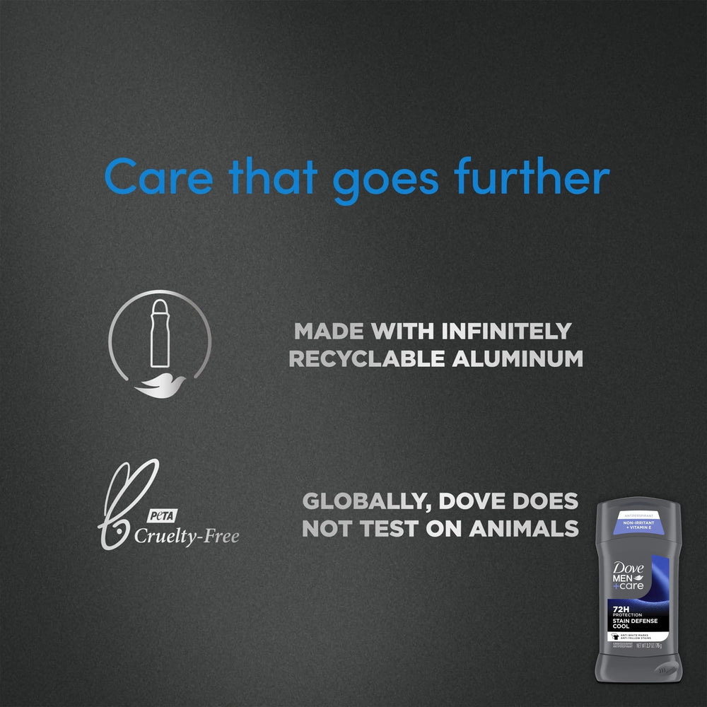 Dove Men+Care four-stick packaging shown for convenient daily use.