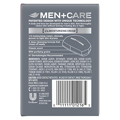Dove Men+Care Purifying grains highlight gentle exfoliation for a deeper clean.