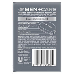 Dove Men+Care Purifying grains highlight gentle exfoliation for a deeper clean.