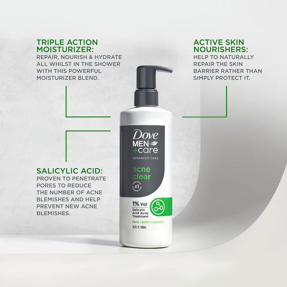 Dove Men+Care 100% recycled plastic bottle packaging.
