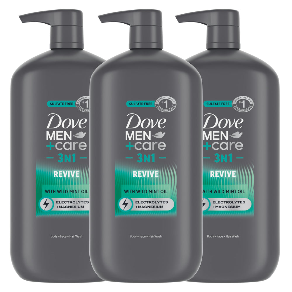 Dove Men+Care Revive 3N1 bottle on display signals a refreshing start.