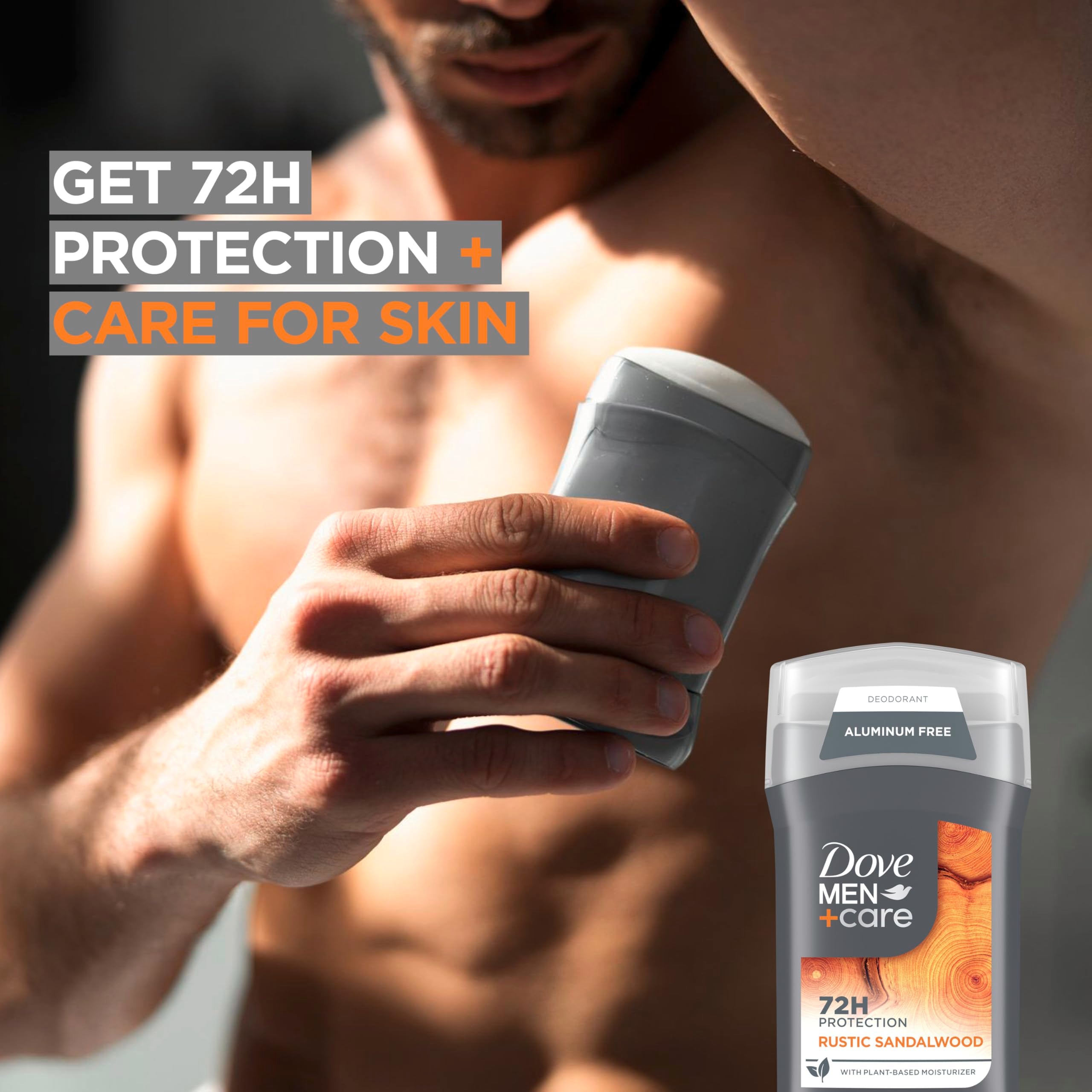 DOVE Men+Care aluminum-free formula protects skin while staying gentle.