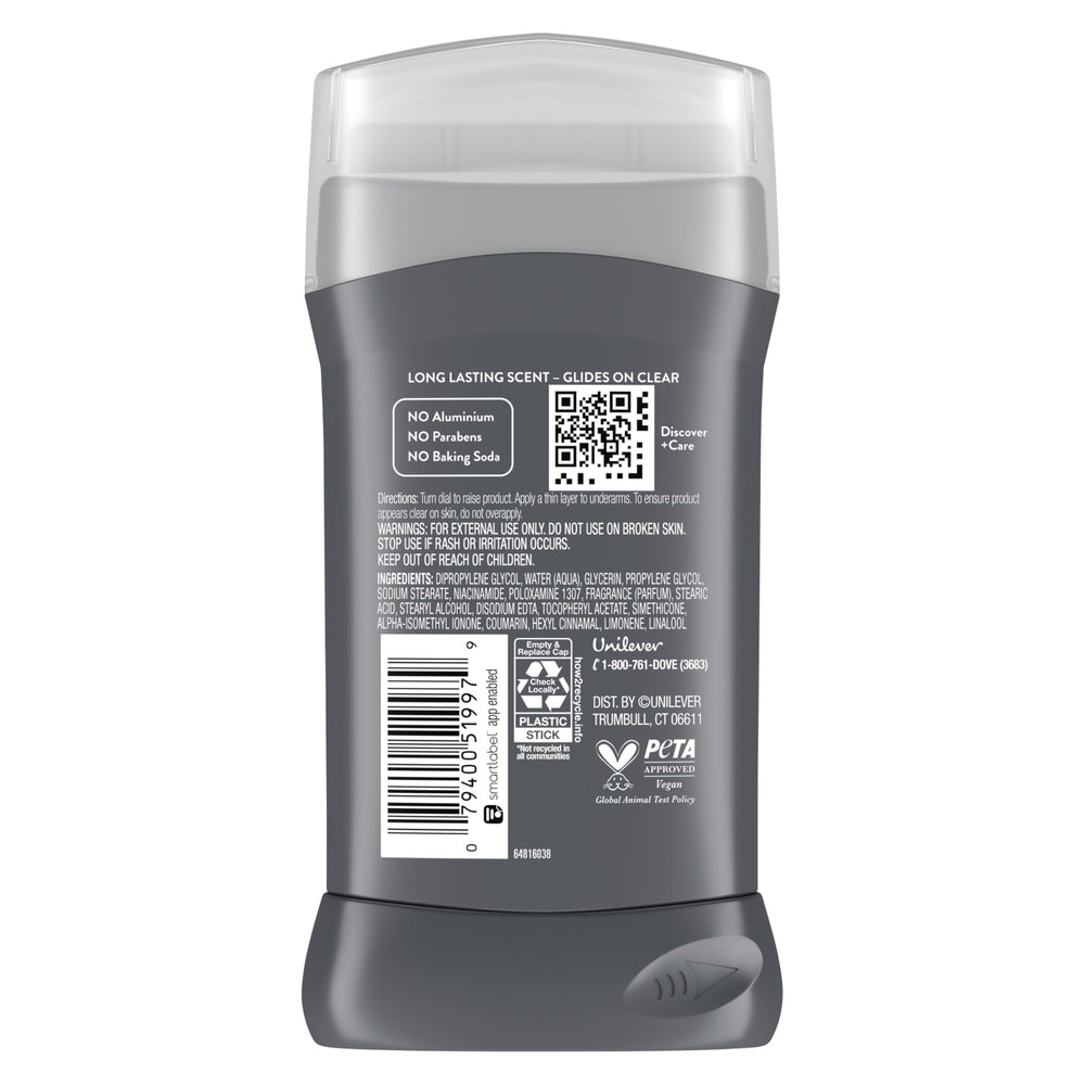 DOVE Men+Care Rustic Sandalwood deodorant stick ready for daily application.