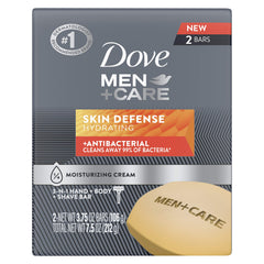 Dove Men+Care Skin Defense Bar closeup showing smooth texture for nourished skin.
