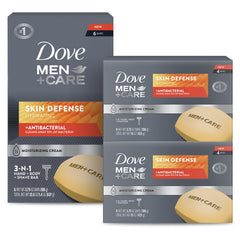 DOVE MEN+CARE Skin Defense bar pack shot showing 14 bars for daily use