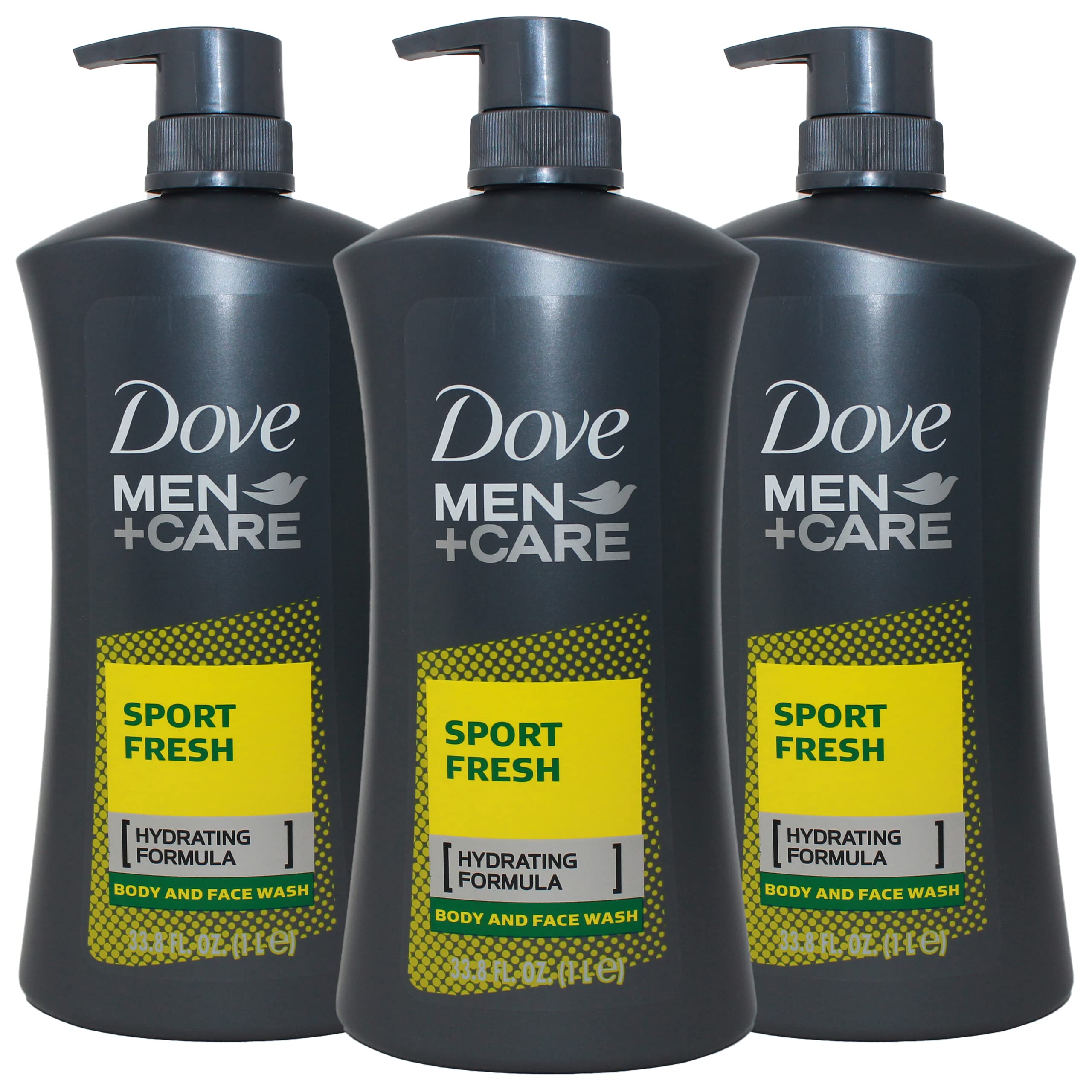 Dove Men+Care Sport Fresh body wash pump bottle for refreshed, hydrated skin after workouts.