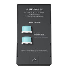 Dove Men+Care stainless steel case enables refillable use and reduces plastic waste.