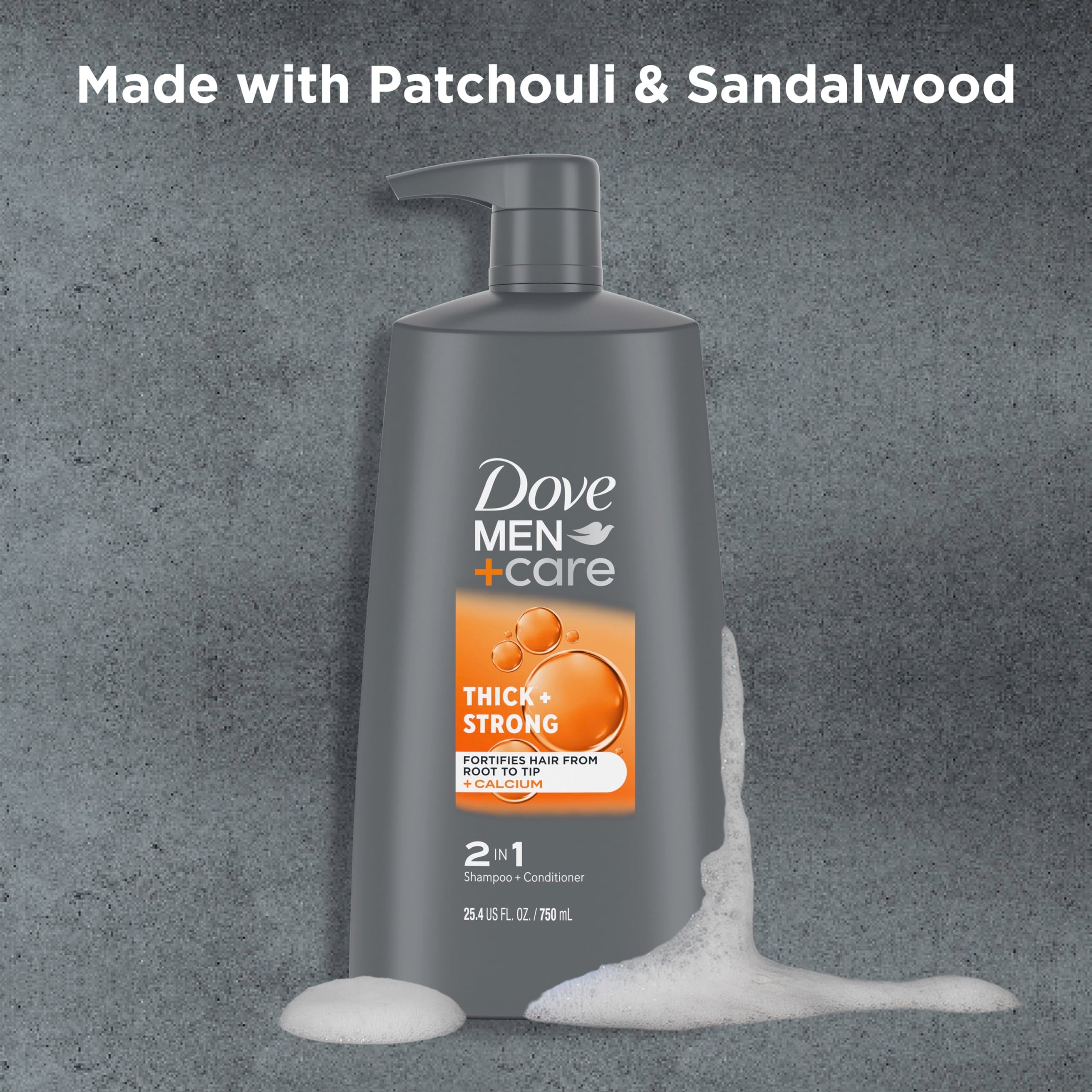 Dove Men+Care Thick & Strong after use shows thicker-looking hair.