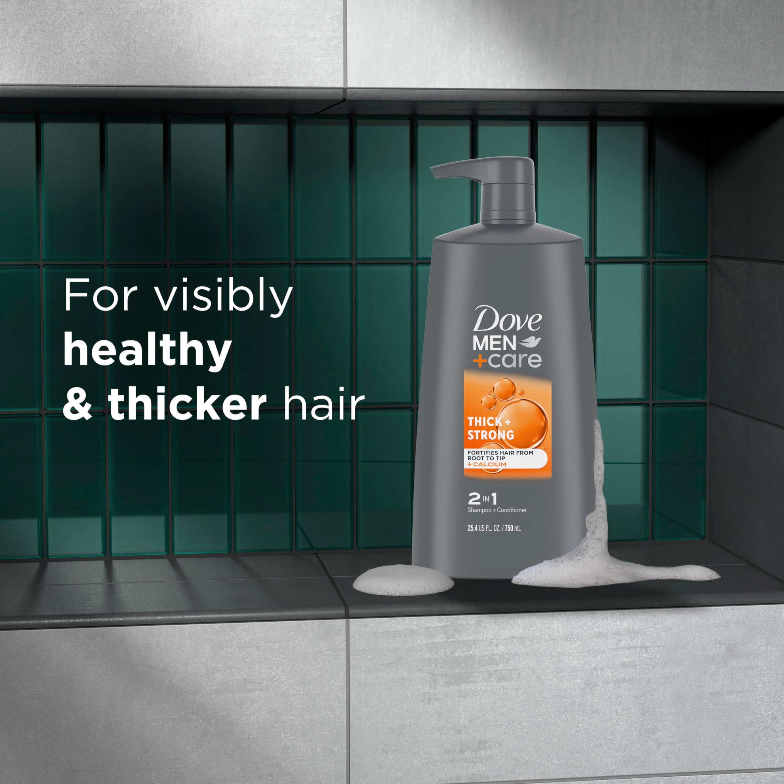 Dove Men+Care on bathroom shelf supports an efficient grooming ritual.