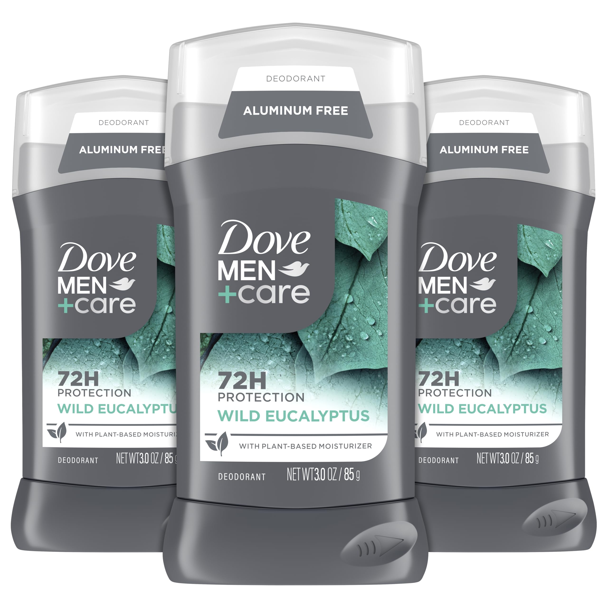 DOVE Men+Care Wild Eucalyptus deodorant stick application for lasting freshness.
