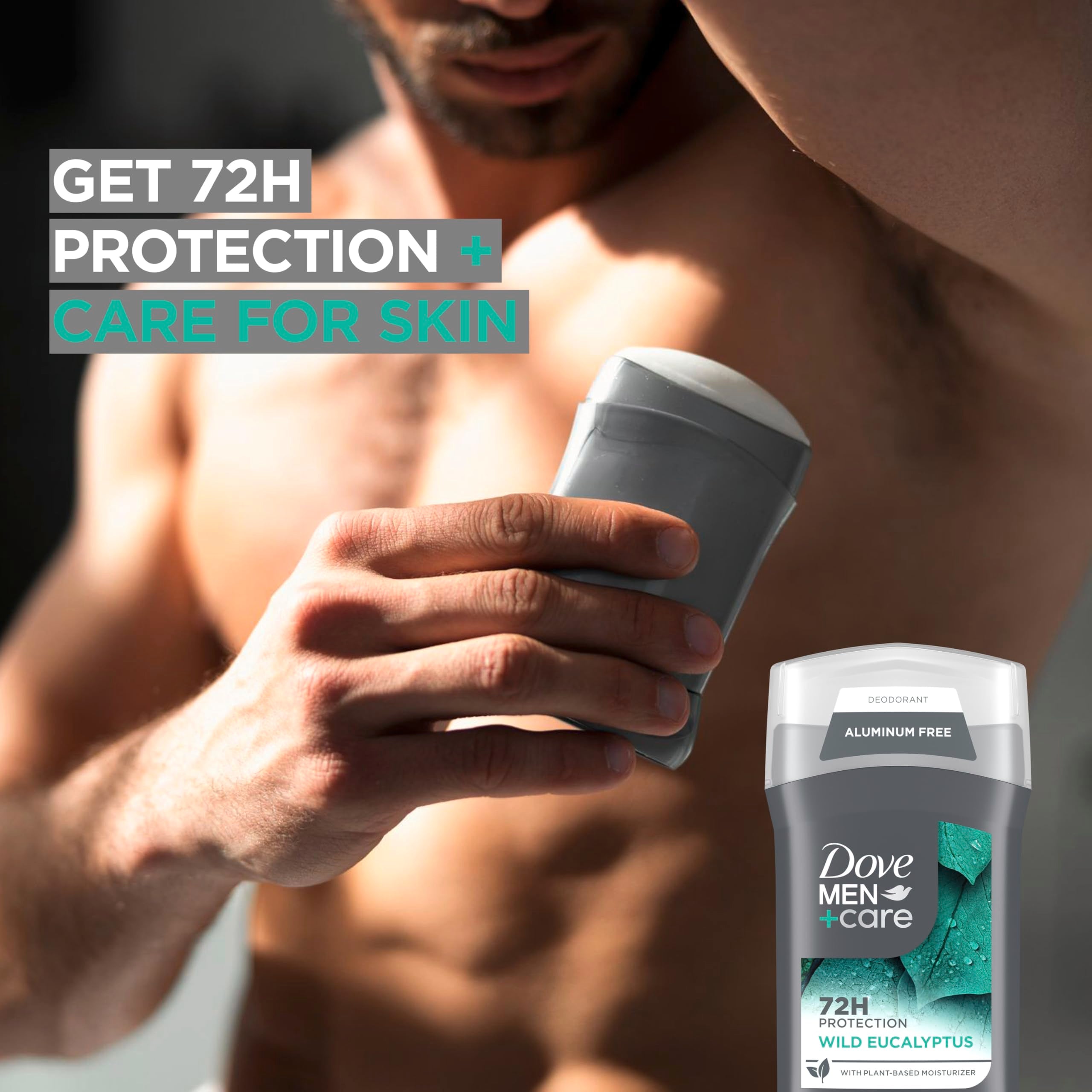 DOVE Men+Care Wild Eucalyptus desk-ready deodorant for easy access.