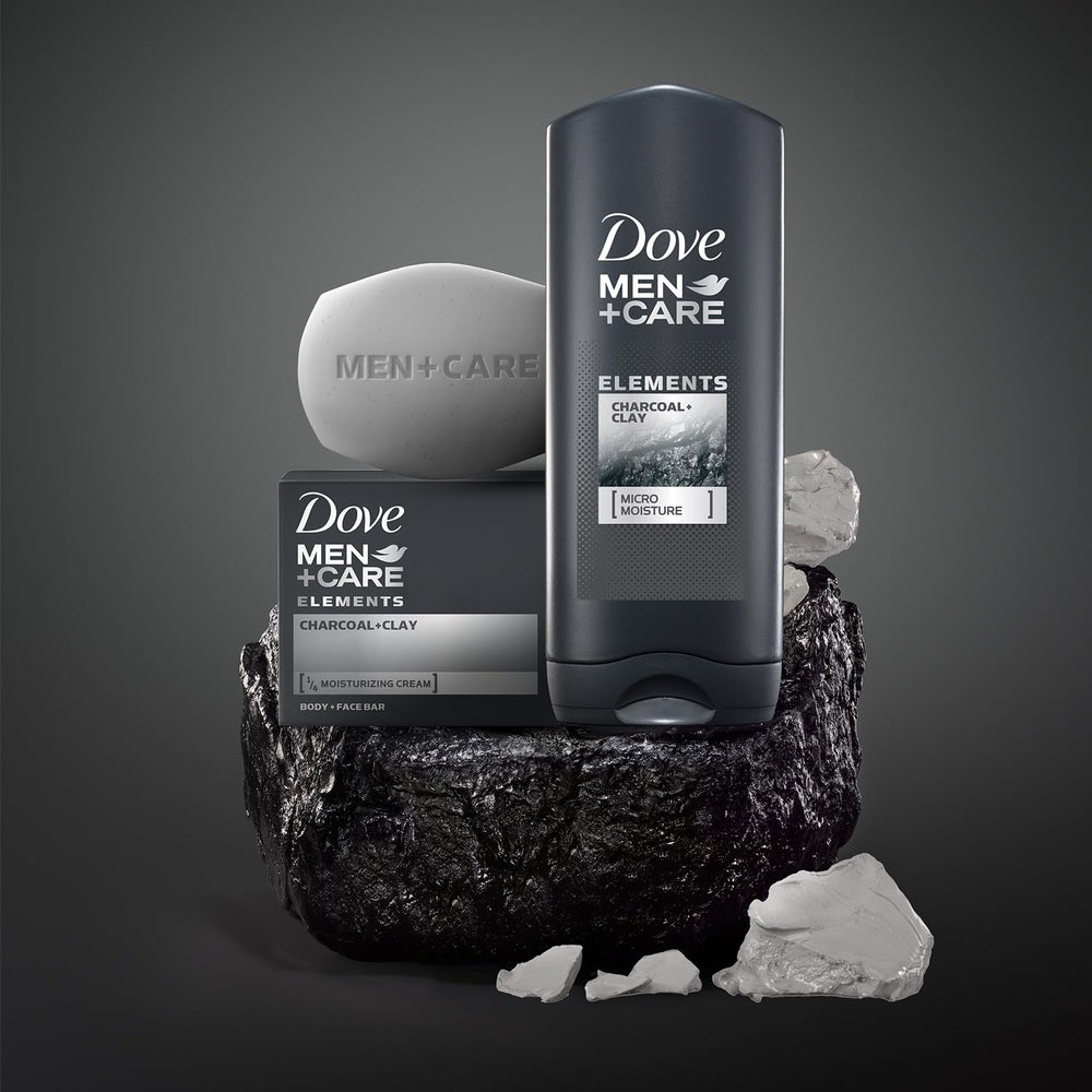 Dove Men+Care charcoal bar for daily cleansing and care.