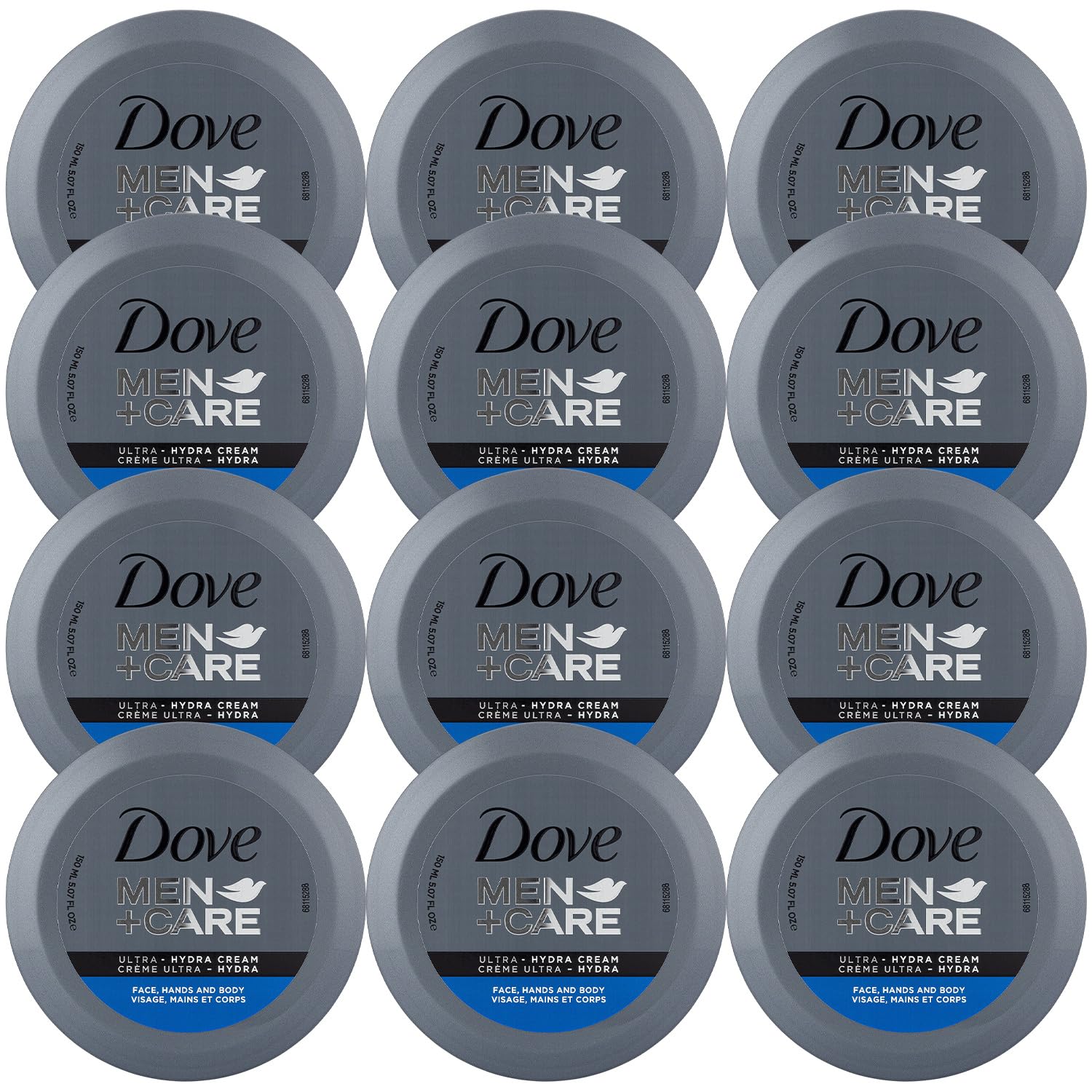 Dove Men+Care Ultra Hydra Cream jar delivers quick, non-greasy hydration for dry skin.