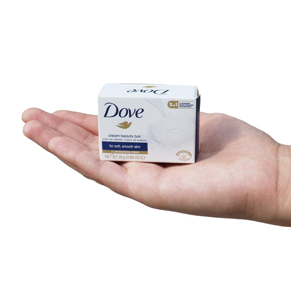 Dove Mini 25g Cream Beauty Bar packshot for hotels and guest amenities.